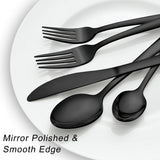 72 Pieces Black Silverware Sets for 12 - Dishwasher Safe, Flatware Set with Steak Knives, Stainless Steel Cutlery Set