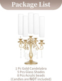 Gold Candelabra Candle Holder: 5 Arm Vintage Candelabras Wedding Centerpieces for Table - Candlestick Candle Holders
