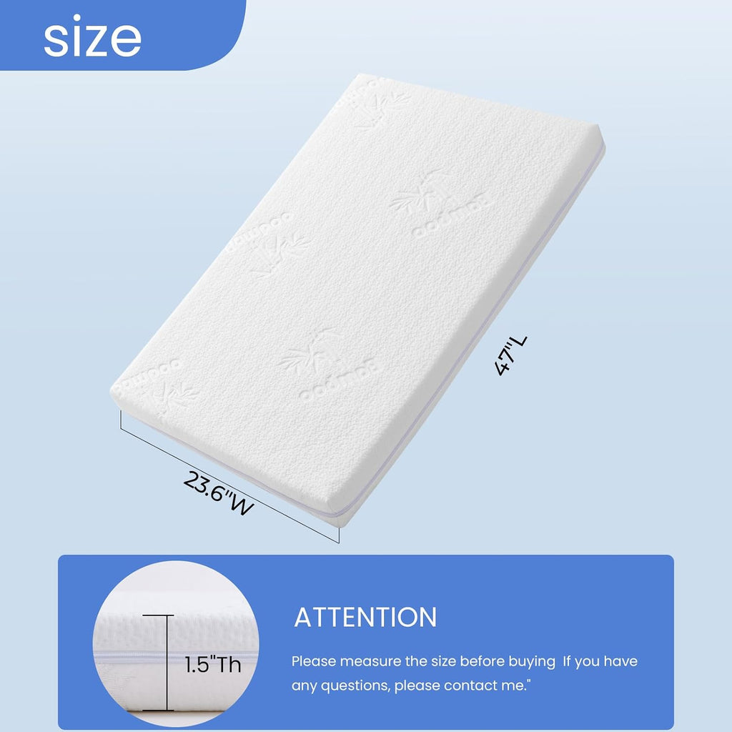 47x23.6 Bedside Crib Mattress: 2" Thick Dual Sided Gel Memory Foam Bassinet Mattress Fit for /BabyBond/ELEMARA