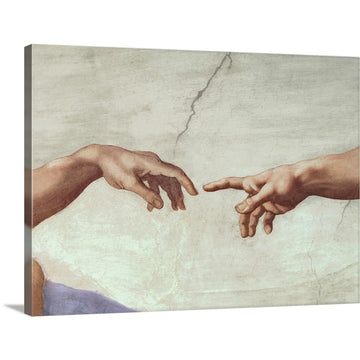 Hands of God and Adam, Detail From the Creation of Adam Canvas Wall Art Print, Home Decor Artwork, 40" x 30"