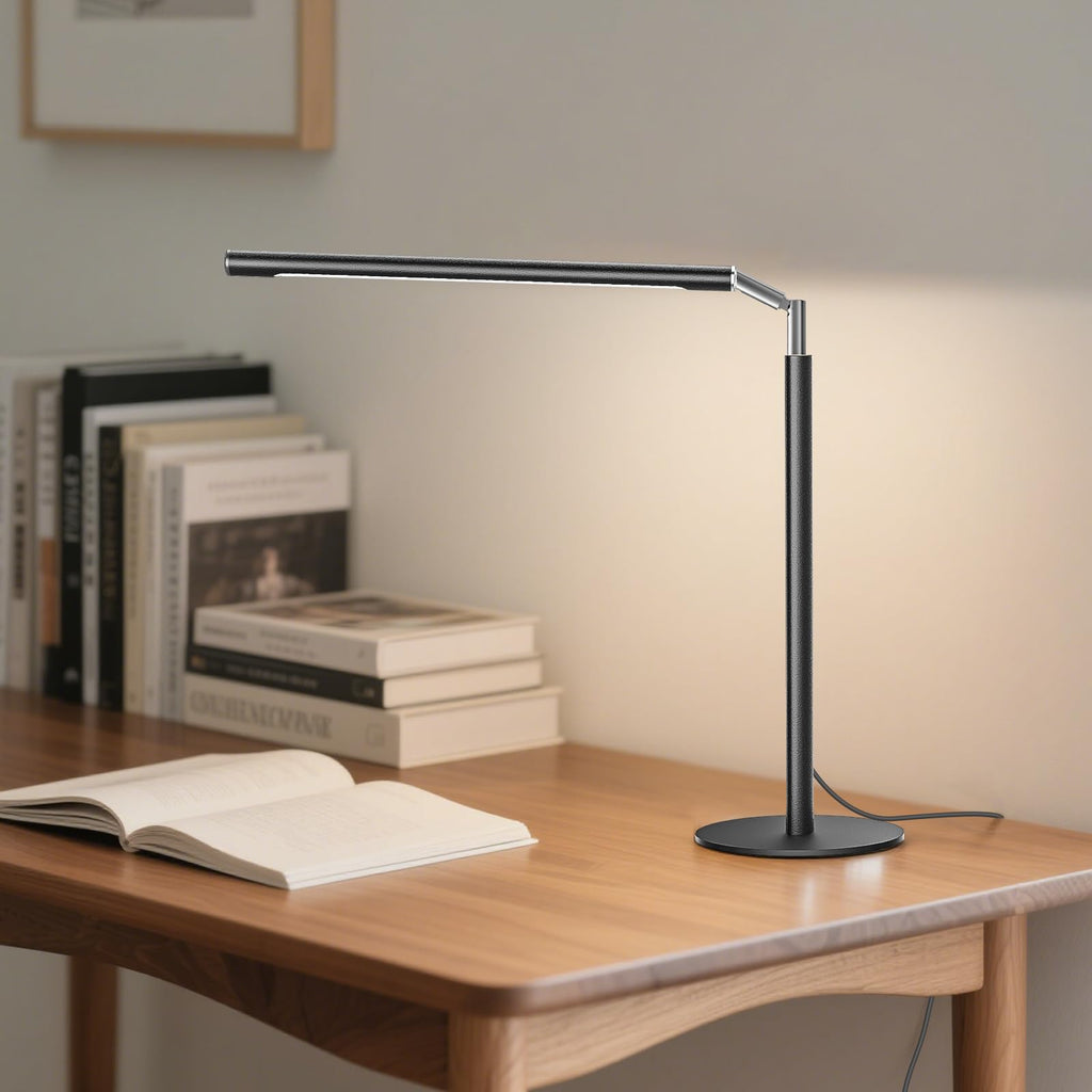 Metal LED Desk Lamp, 16" Dimmable Desk Light with Base, 15W 1200LM, Adapter Included, Color & Brightness Adjustable
