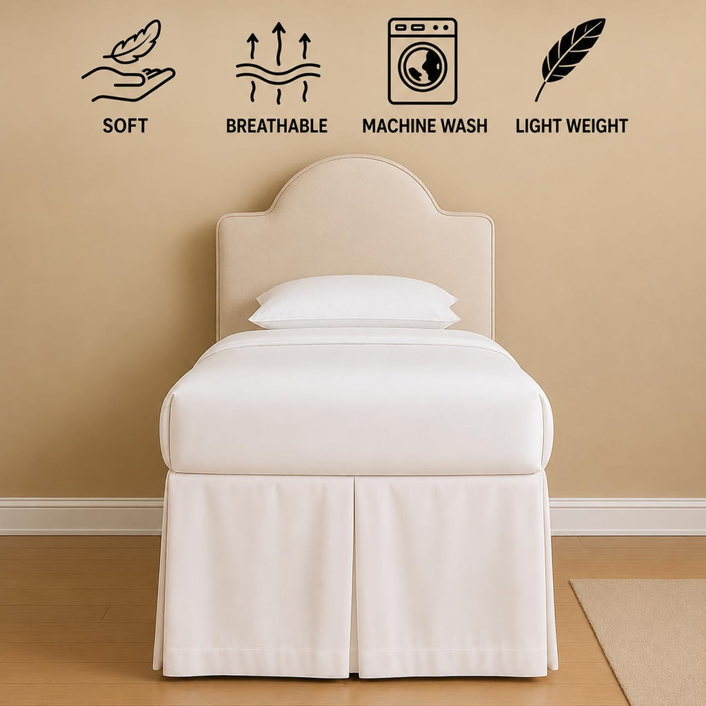 Split Corner Dorm Bed Skirt Twin XL - 42 Inch Drop, 100% Microfiber, Extra Long Bed Skirt for College Dorm, Platform