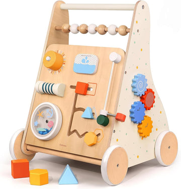 Wooden Baby Push Walker, in-1 Montessori Activity Center