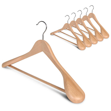 Wooden Hangers 6 Pack, Extra Wide Shoulder Suit Hangers