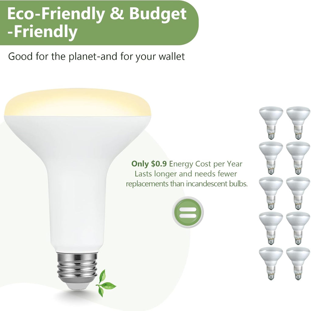 BR30 LED Flood Light Bulbs, 7.5W Equivalent 65W, 650LM, Dimmable, 2700K Soft White, CRI 80, 110° Beam Angle, E26