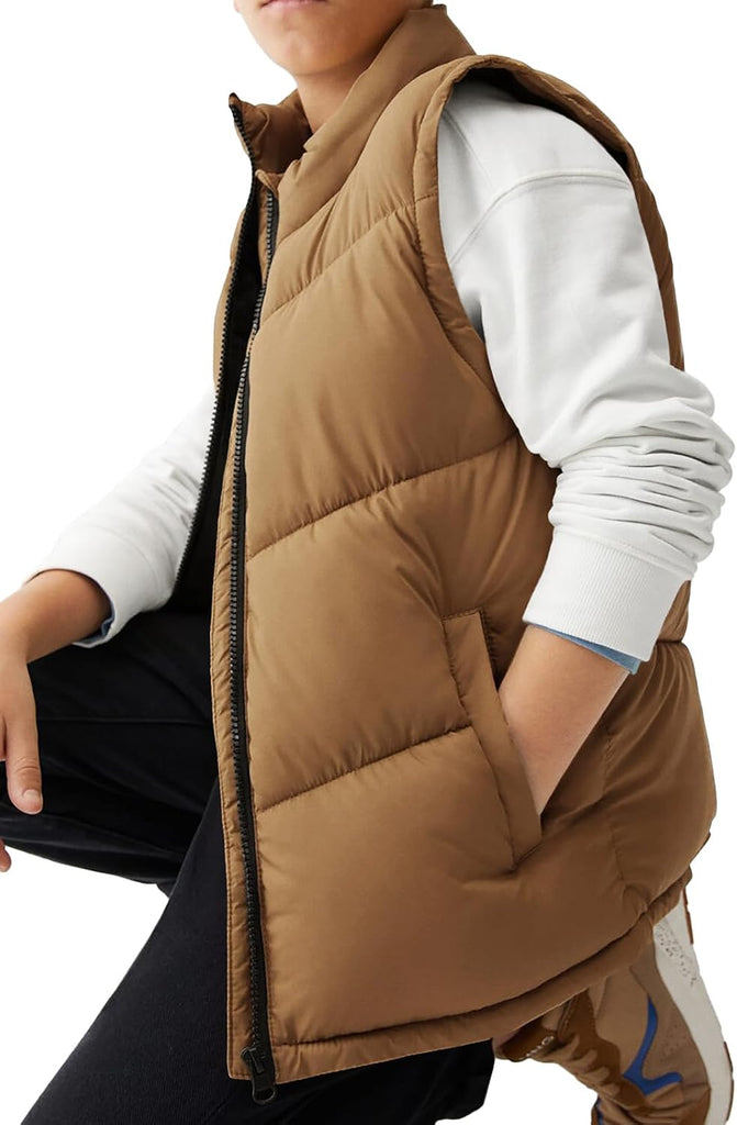 Boys Puffer Vest Zip Up Quilted Gilet Sleeveless Jackets