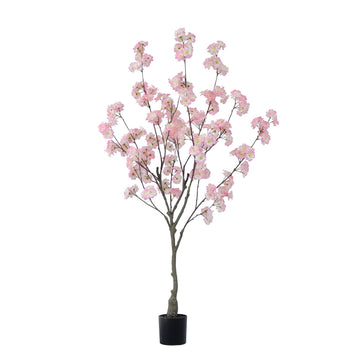 Tall Artificial Cherry Blossom Tree, 4Ft(48'), Realistic Potted Silk Faux Tree, Indoor/Outdoor, Porch