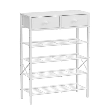 5 Tier Shoe Rack with 2 Drawers, 16-20 Pairs Greige