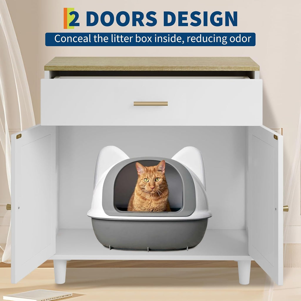 Hidden Cat Litter Box Enclosure Furniture Wooden Litter Cabinet