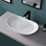 24'' X 13.8'' Large Oval Vessel Sink with Pop Up Drain,Bathroom Vessel Sinks,Bathroom Sinks Above Counter,White