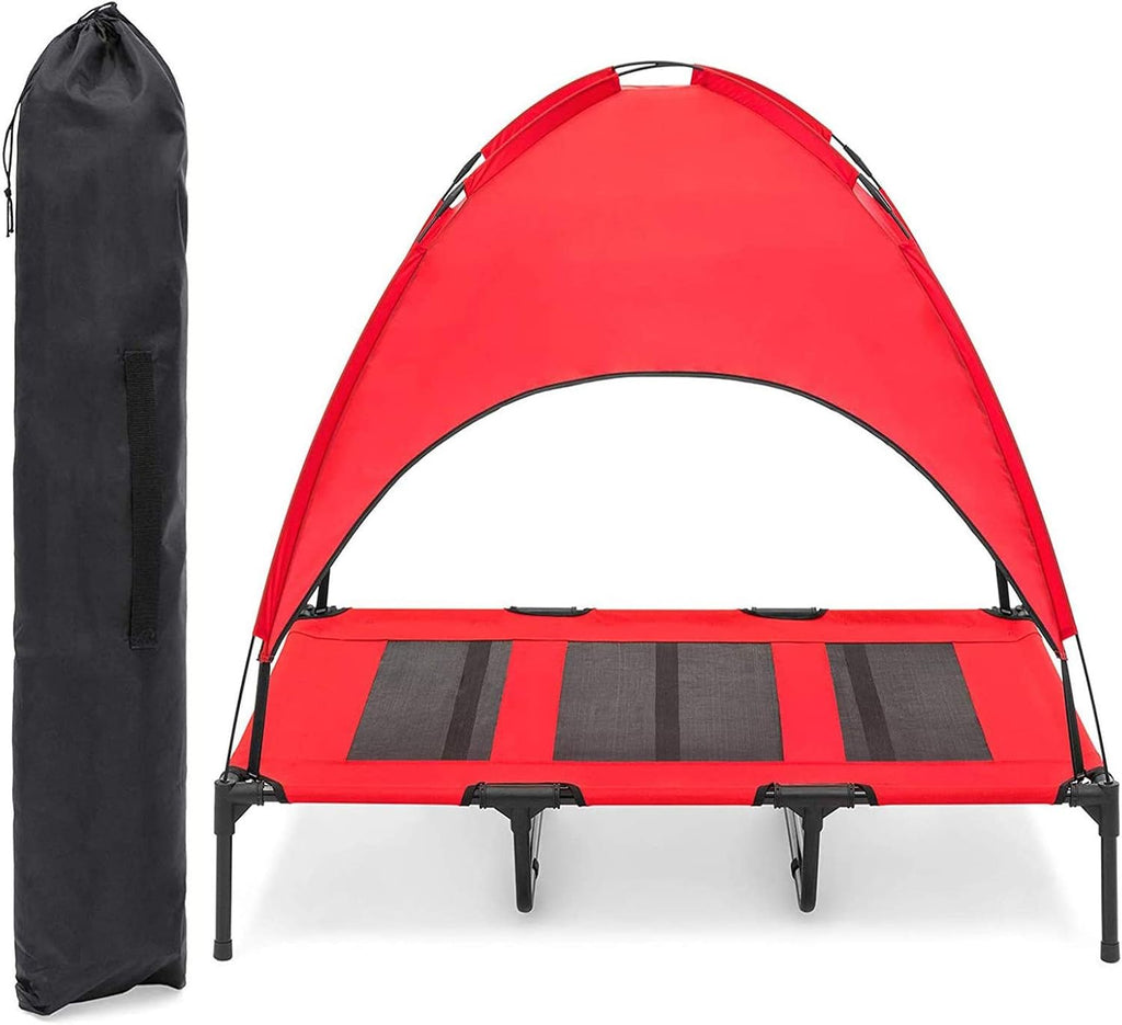 Elevated Dog Bed with Removable Canopy w/Convenient Carrying Bag Indoor Shade 1680D Portable Raised Oxford Fabric