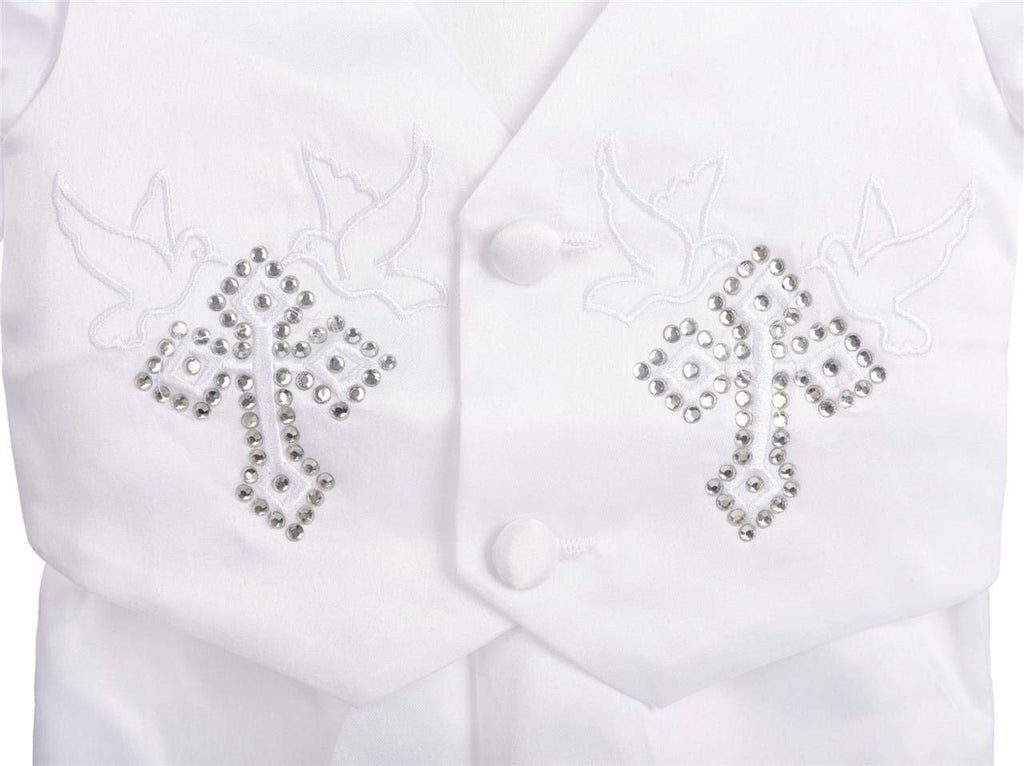 Baby Boys Christening Clothing Baptism Outfits with Bonnet Long Sleeve White Suit Months