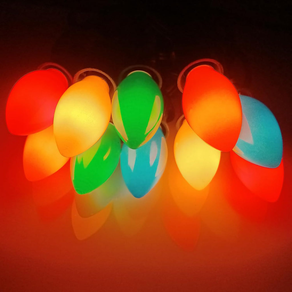 Vintage C9 LED Christmas Lights Outdoor, 25Ft C9 String Lights with 25 LED Ceramic Glass Multicolor Bulbs