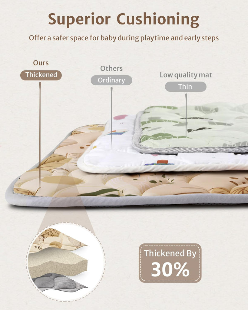 Play Mats for Floor, 71x59 Inch Extra Thicker & Large Soft Cushioning Foam Playmats for Babies and Toddlers, Foldable