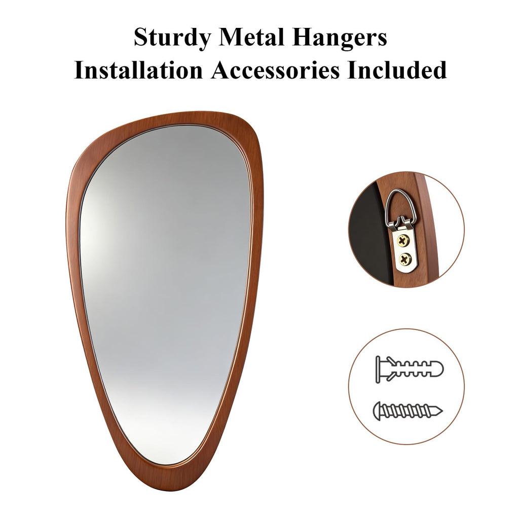 Asymmetrical Full Length Mirror, 48" H x 24" W Irregular Boho Decorative Wall Mirror, Mid Century Modern Wall Art