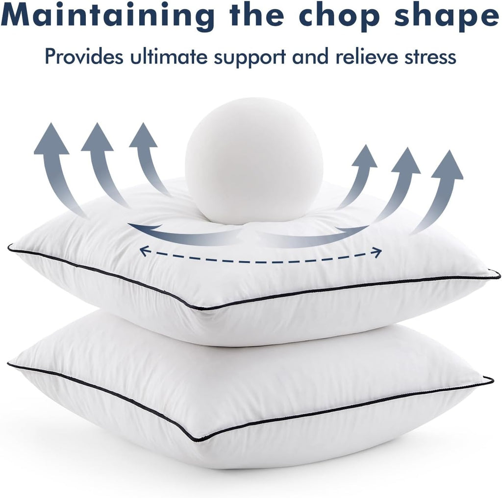 Goose Feather Down 20x20 Pillow Insert with 100% Down-Proof Cotton Cover, Soft Fluffy Decorative Pillow - Set of 2