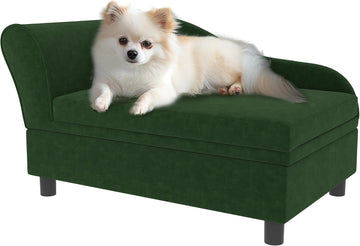 Luxury Fancy Dog Couch with Hidden Storage, Small Dog Sofa Bed with 2" Soft Foam, Modern Pet Furniture for Puppies &