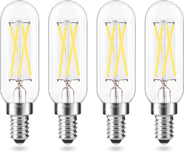 E12 LED Light Bulbs 40-Watt Equivalent, Natural White 4000K, Clear Glass, Tubular 4W Dimmable LED Filament
