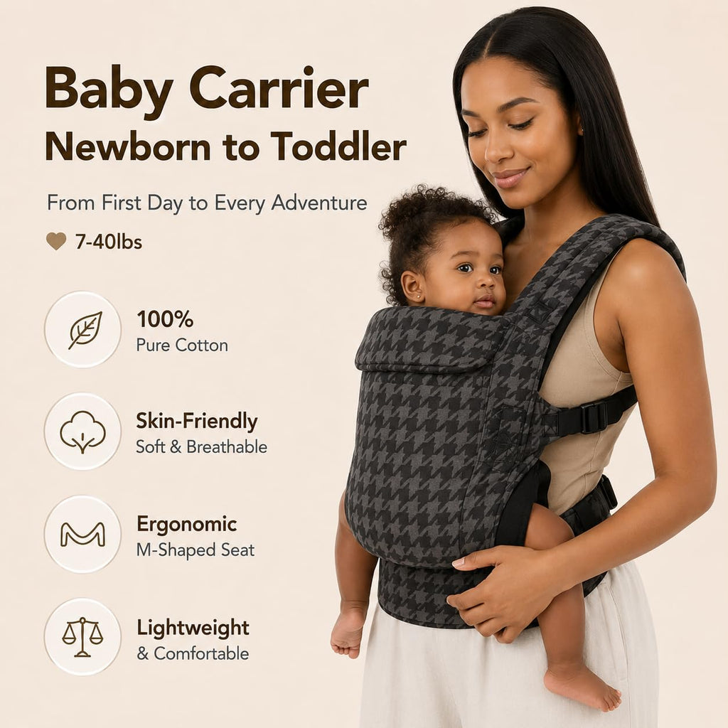 Carrier Newborn to Toddler,Cotton Infant Carrier,7-40lbs Baby Carrier