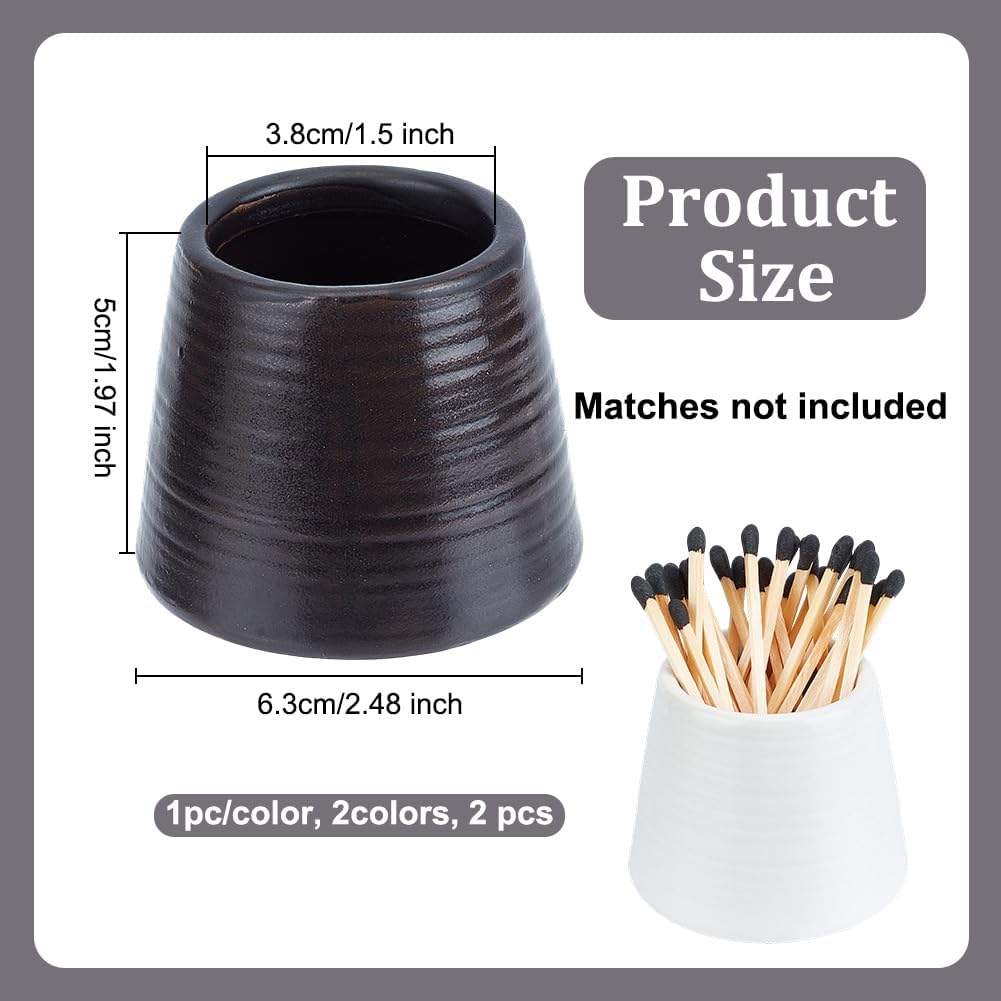 Match Holder Ceramic White Black Match Box House Matchstick Holder Pot Minimalist Cute Home Decor Matches - Set of 2