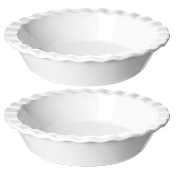Ceramic Pie Pans for Baking, 9 inch, 52 ounce, Set of 2, White