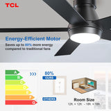 52" Ceiling Fan with Lights, Black Flush Mount Ceiling Fans with Remote Control, 6 Speeds DC Reversible, Dimmable, Noiseless, Low Profile Ceiling Fans for Bedroom A101-B0D4Z9M7T7