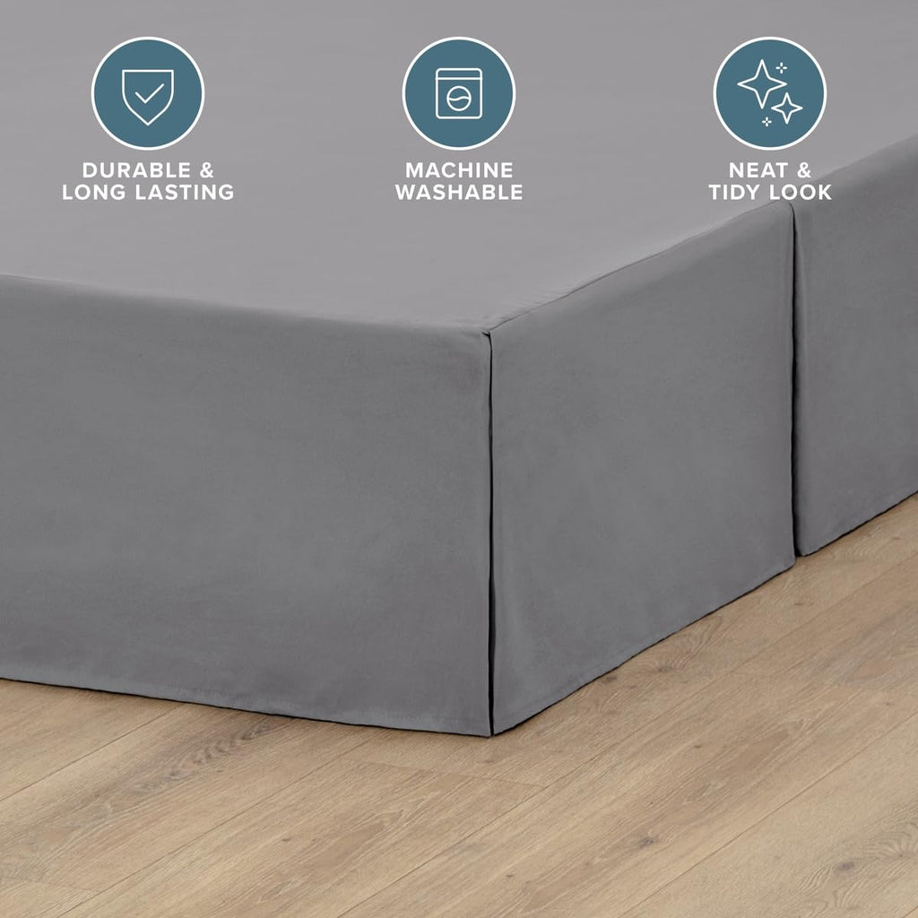 Bed Skirt 15-Inch Drop 1800 Ultra-Soft (, Grey)