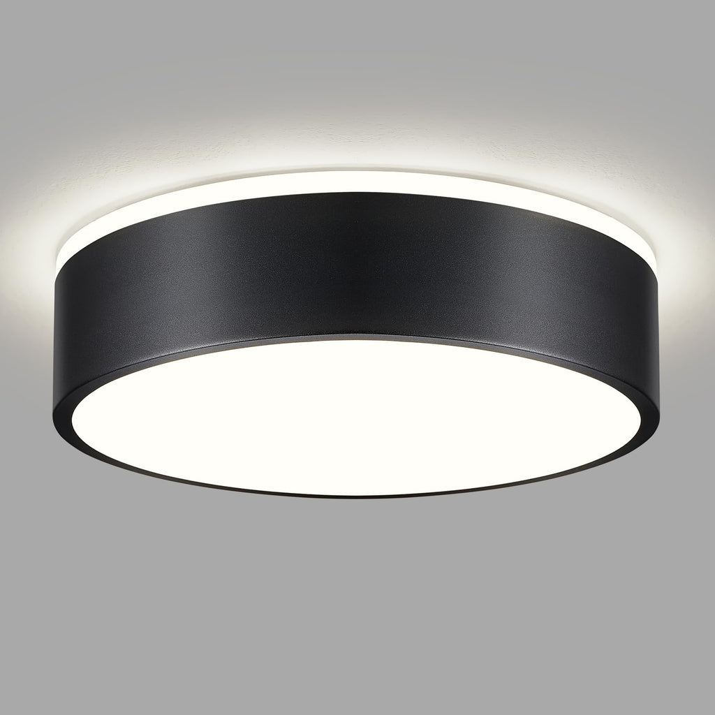 Dimmable LED Flush Mount Ceiling Light Fixture, Modern Black Round Ceiling Light, 5CCT Metal Lighting