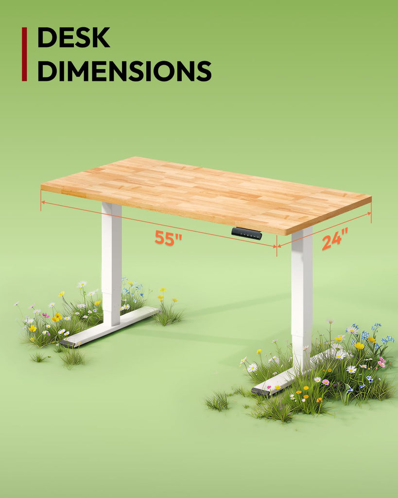 Solid Wood Dual Motor Standing Desk-55"x24"-Original/White