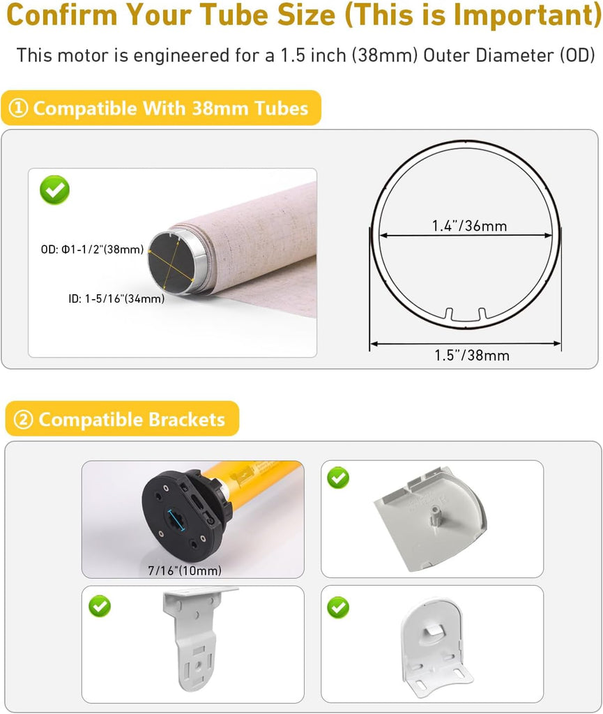 1.5" Zigbee Blinds Motor Rechargeable, Automatic Blinds Opener-No Wiring, Wireless App or Timer Control, Add Shade