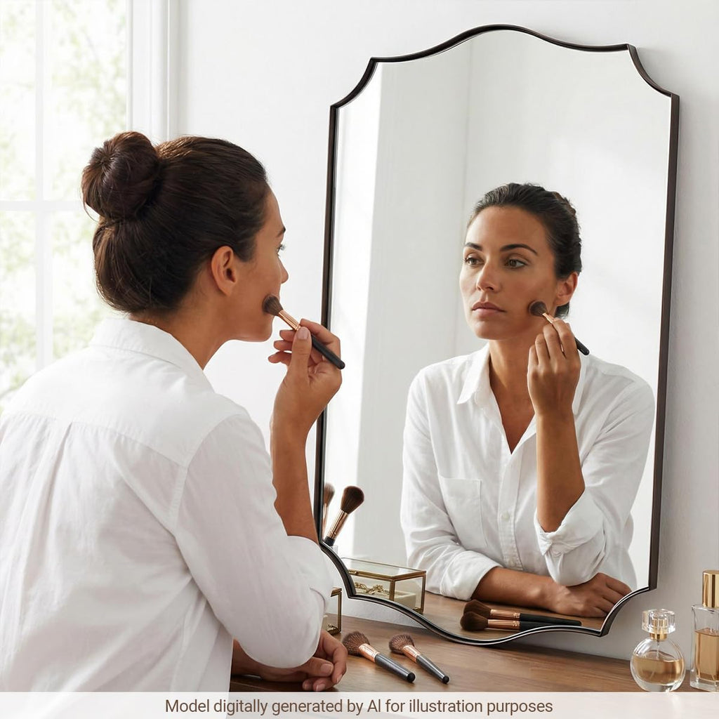 Brushed Bronze Mirror, 24"x36" Bronze Rectangle Mirror, Bathroom Mirror with Anti-Rust Stainless Steel Metal Frame
