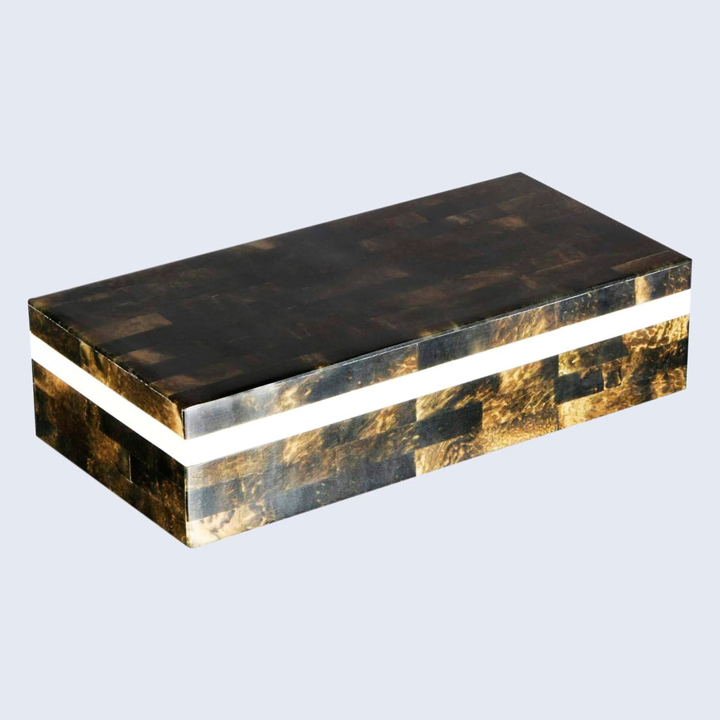 Large Decorative Storage Box with Lid- 10x4x2.5" Coffee Table Organizer, Keepsake-Decorative Boxes Decor, Stylish