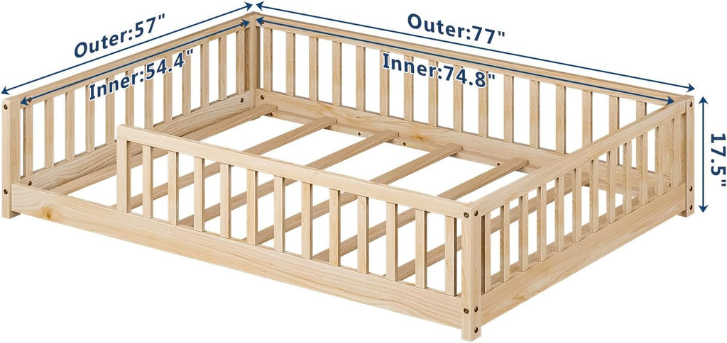 Montessori Floor Bed with Rails
