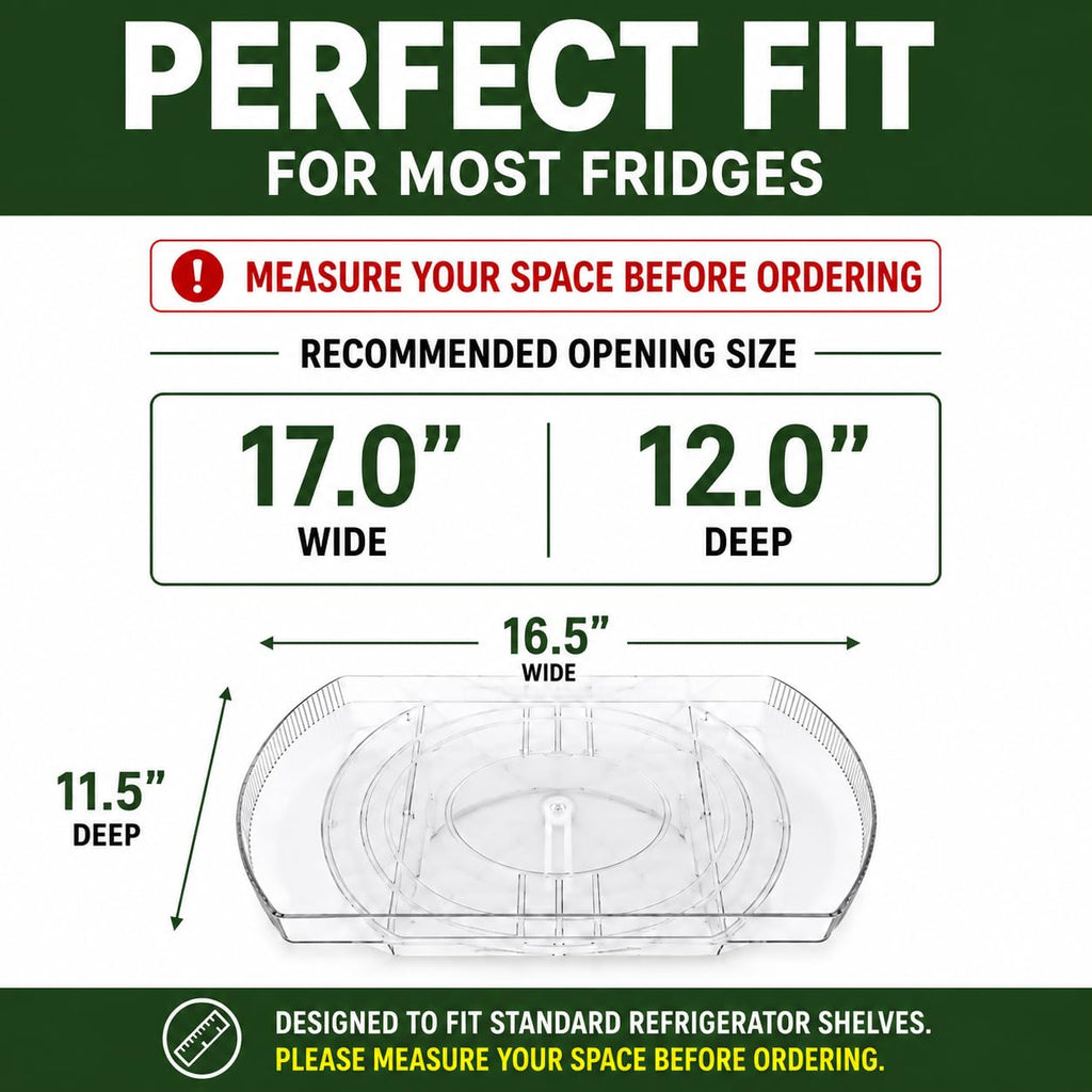 Rotating Lazy Susan for Refrigerator - Square Lazy Susan - Refrigerator Lazy Susan Organizer - Rotating Fridge