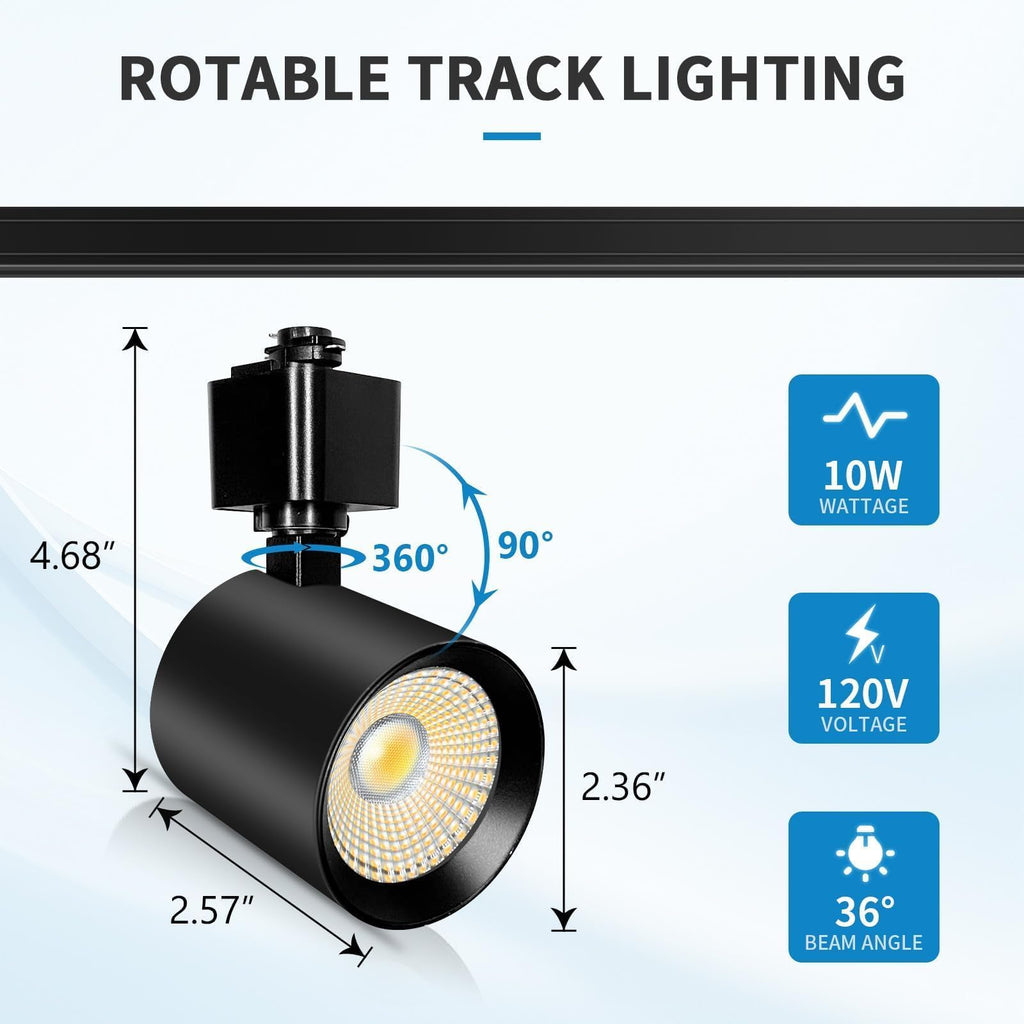 LED Track Lighting Kit with H Type Track Lighting Rail, Dimmable Track Lights with Floating Canopy, Ceiling
