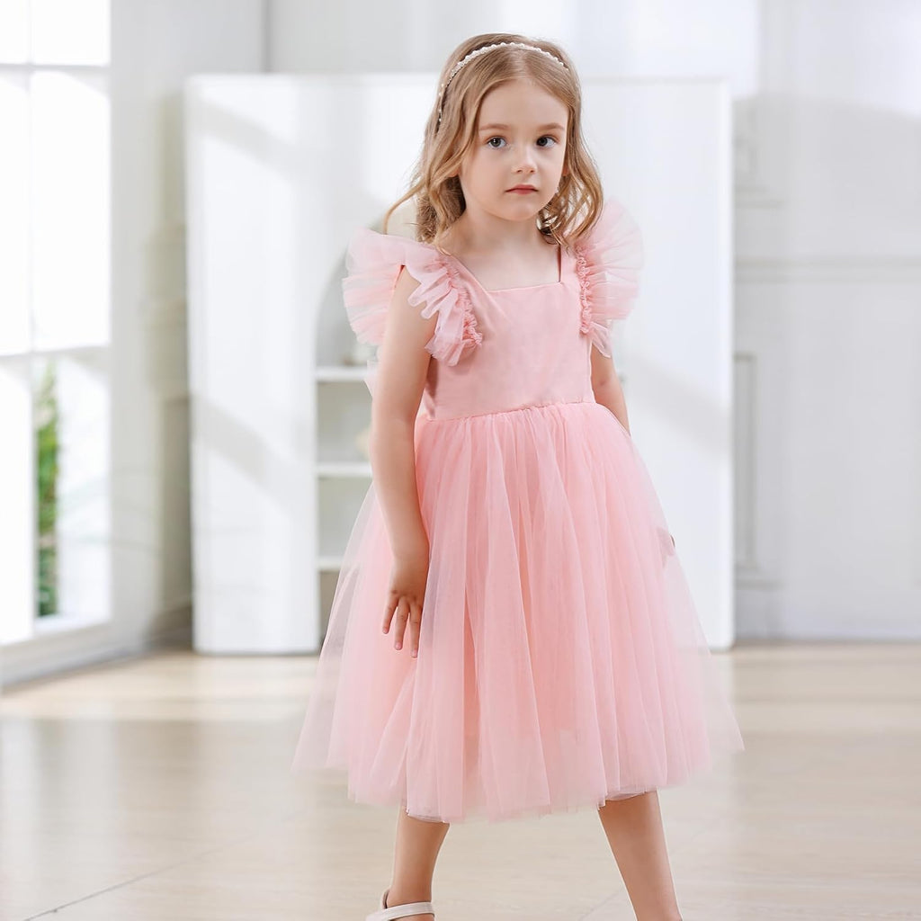 Toddler Girls Vintage Party Dress A-Line Tulle Flower Girl Dresses