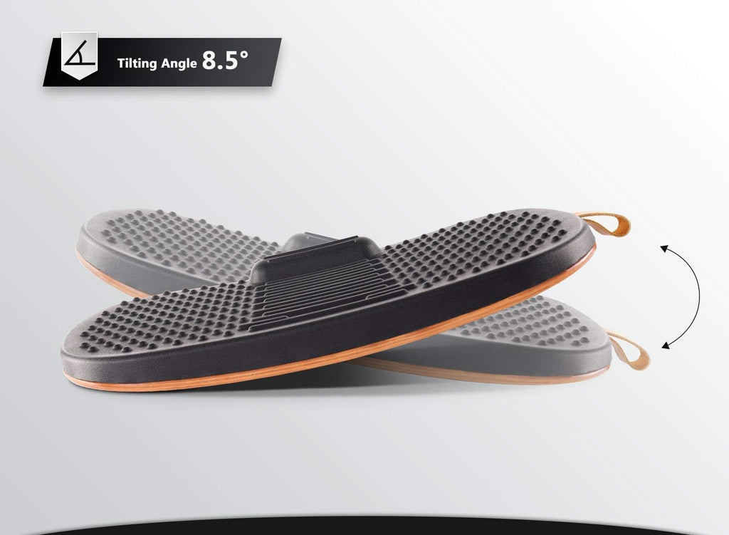 Standing Desk Mat with Anti Fatigue Bar | Wooden Wobble Balance Board with Ergonomic Design Comfort Floor Mat