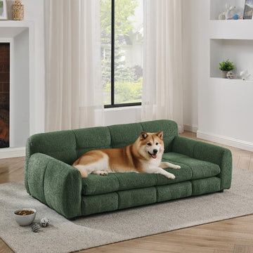 51" Breathable Comfy Cloud Sofa, Lazy Pet Couch with Linen Fabric, Dog Bed with Backrest for Large Oversized Dogs