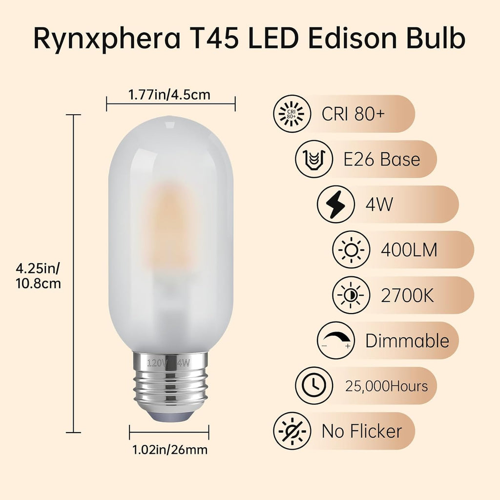 LED Edison Bulb 40 Watt Equivalent Dimmable Frosted Glass 3 Pack