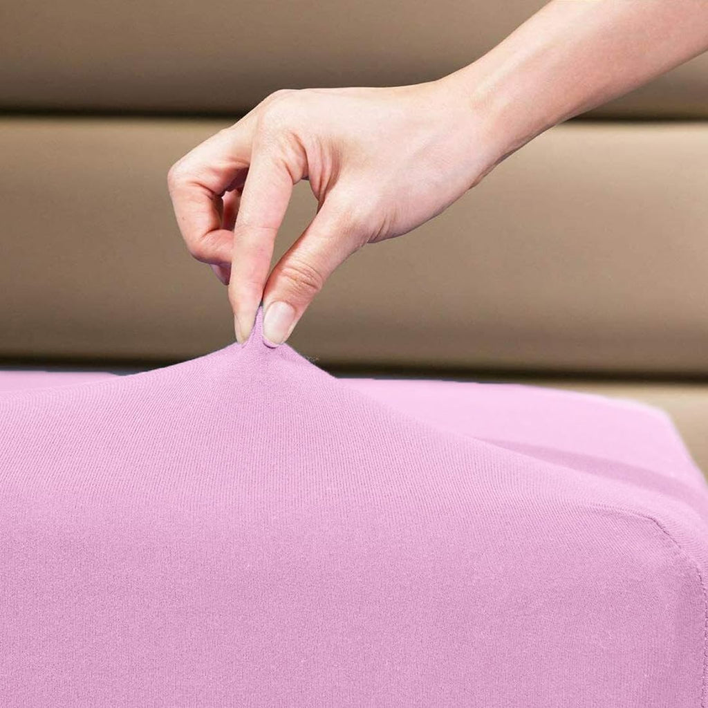 100% Cotton Jersey Fitted Sheet, King, Pink, 16 Inch