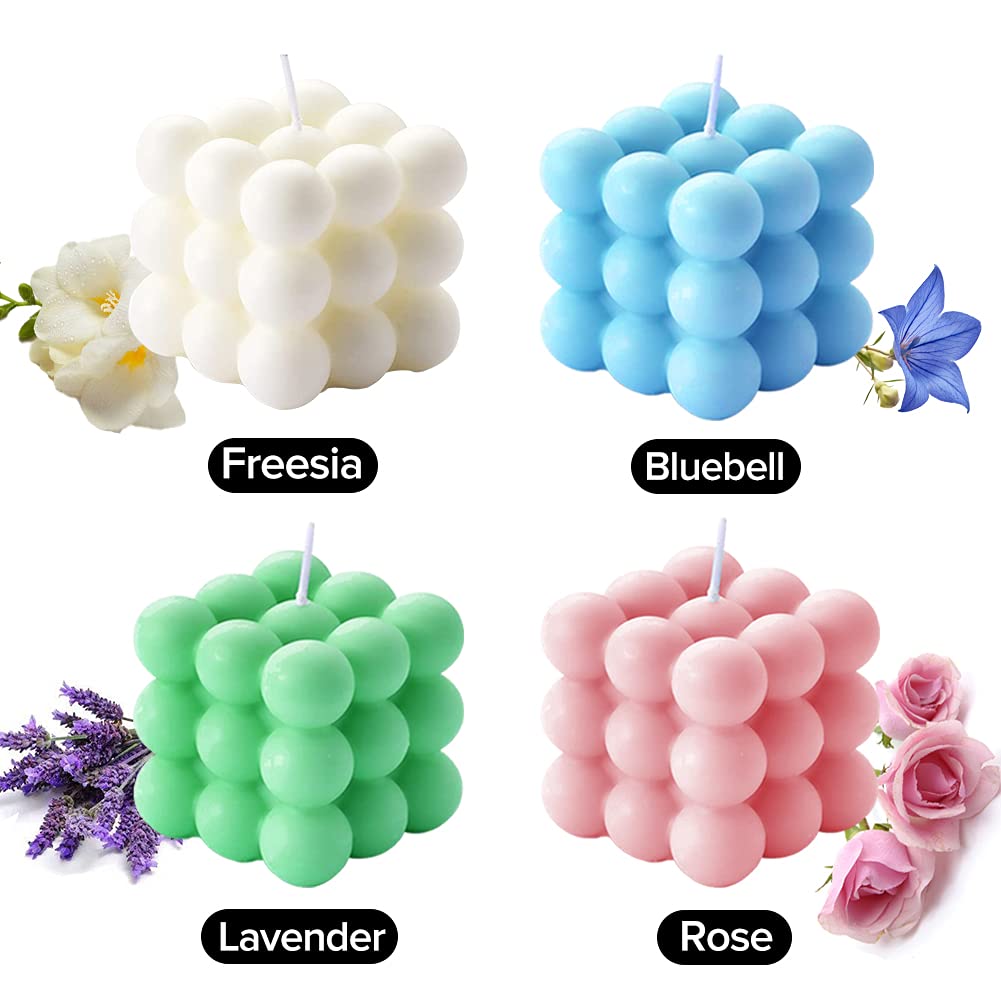 Scented Bubble Cube Candles Gifts Set for Women, Home Decor Scented, 4 Pack 5.4 oz Soy Wax Aromatherapy Candles, Room