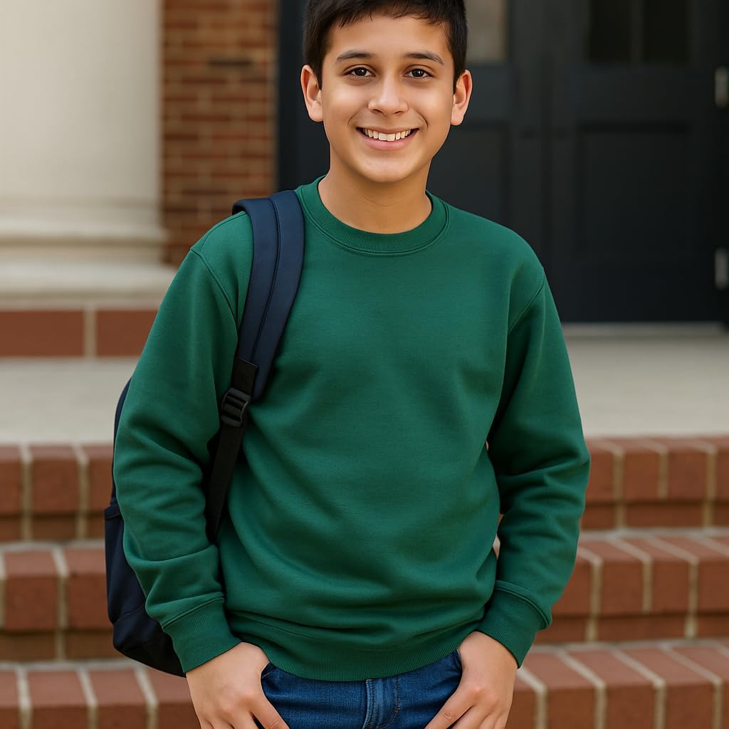 Boys' School Uniform Sweatshirt, Cotton Blend Crewneck Pullover