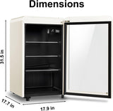 Retro Beverage Refrigerator Cooler, 3.2 Cu.ft Mini Fridge with Glass Door for So