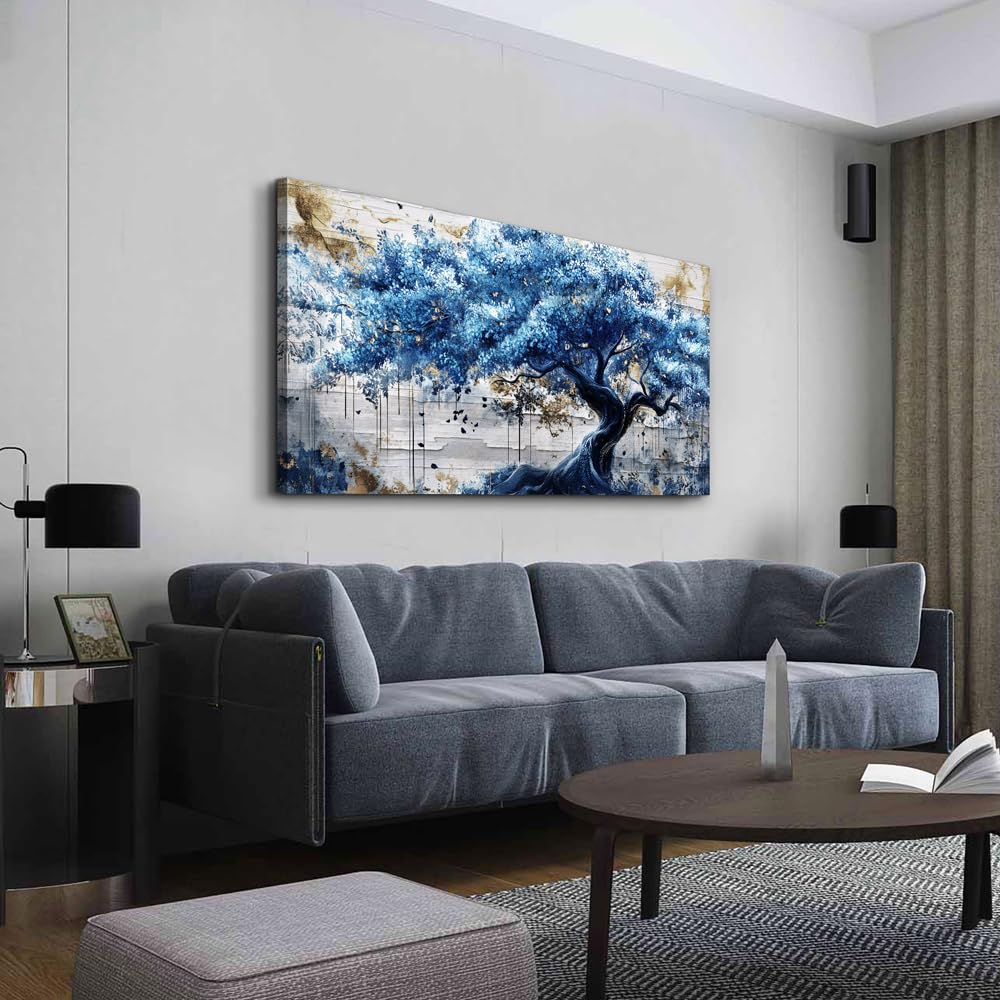 Blue Tree Wall Paintings Canvas Wall Art Large Wall Decor Office Decorations Farmhouse Abstract Watercolour Pictures