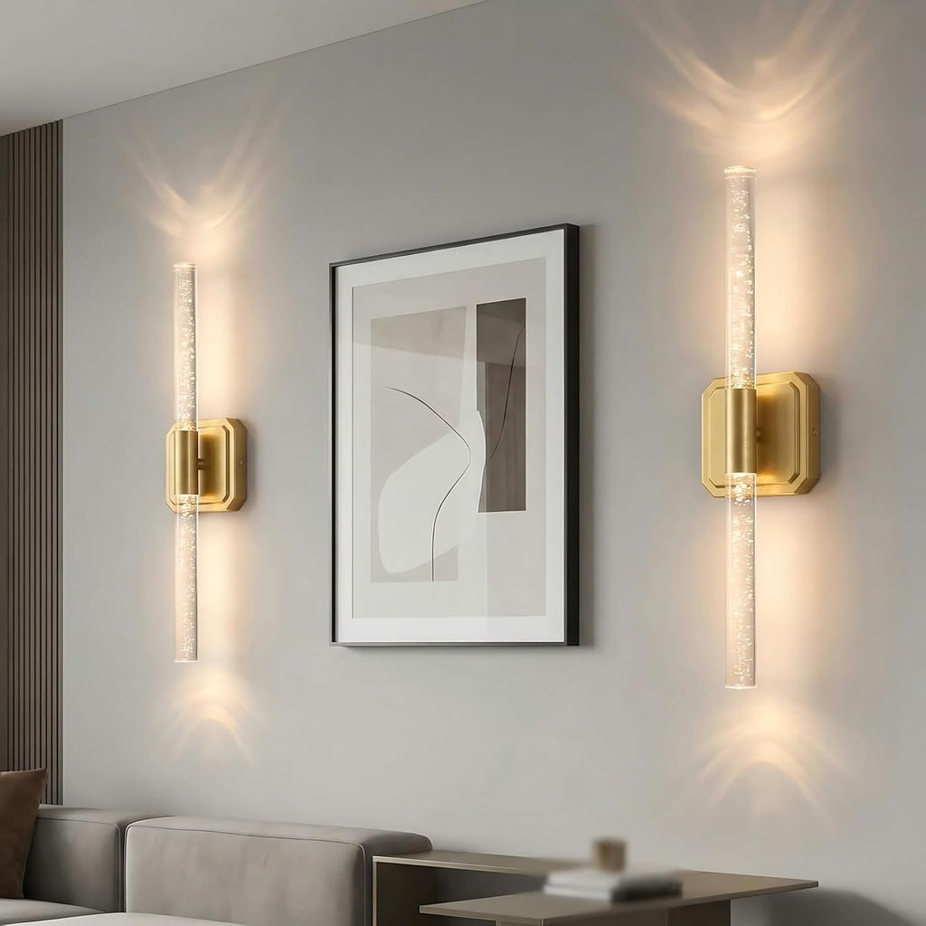 Battery Operated Wall Sconce Set of 2, 10000mah Rechargeable Gold Crystal Wall Sconce, 3 Colors 360° Rotate Wireless