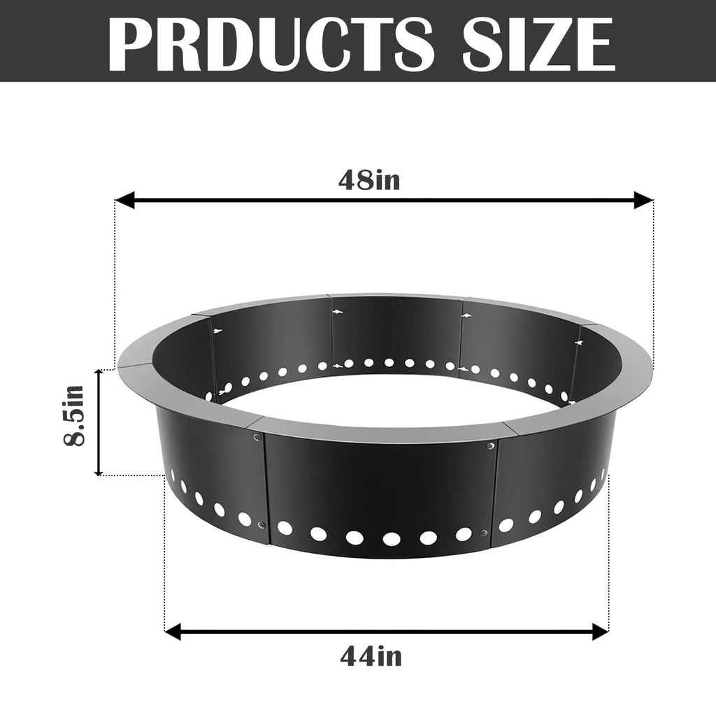 Fire Ring for Outside Fire Pit 48-Inch Outer/44-Inch Inner Diameter, Heavy Duty Solid Metal Steel Round Fire Pit Ring