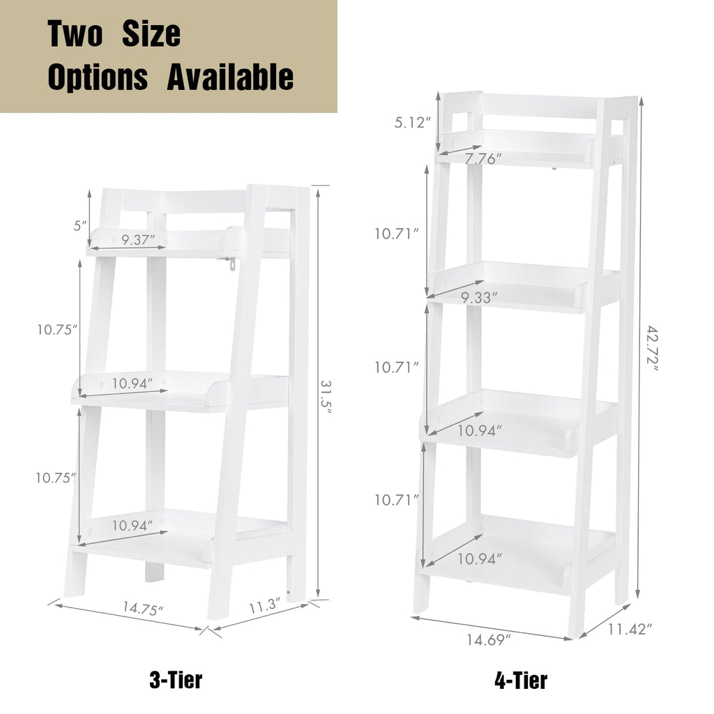Bathroom Ladder Shelf, 3-Tier Small Storage Rack, White