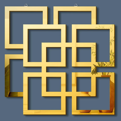 Wall Mount Home Mirror, 2 Pieces Silver Square Decorative Mirror , 11.8 x 11.8 Inches(Gold,Mirrored)