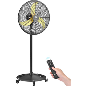 High-Velocity Quiet Outdoor Pedestal Fan with Remote, 20"-5000 CFM, Brushless DC Motor, Oscillating, Waterproof, 50%