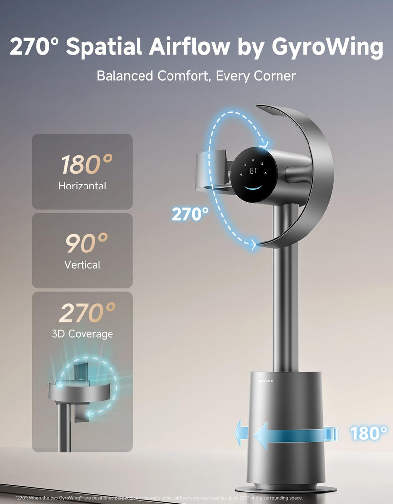 Bladeless Tower Fan MF10 with 270° Spatial Airflow